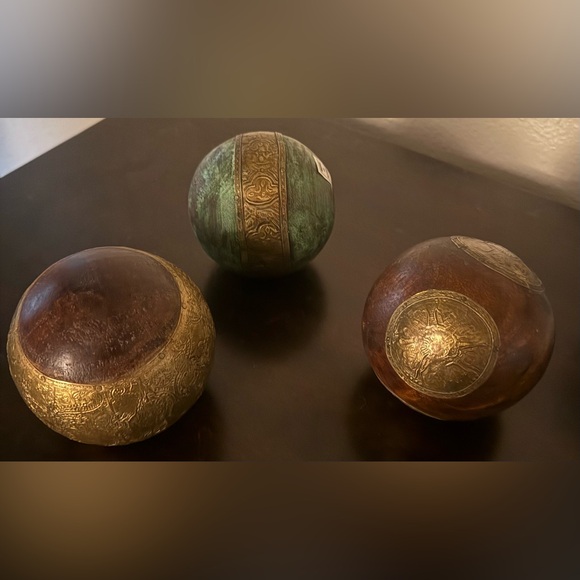 Decorative Solid WoodenBrass Inlay SpheresOrbs